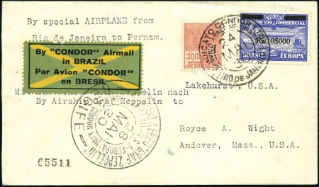 Stamp of Brazil 1930 (May 17) "Rs.5$ooo" and "Rs.10$ooo" surcharge