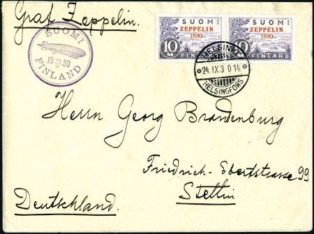 Stamp of Finland 1930 Zeppelin Baltic Sea Flight, return flight cov