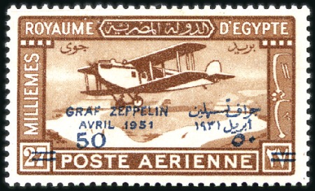 Stamp of Egypt 1931 (April) Zeppelin Egypt Flight, two ppcs, one