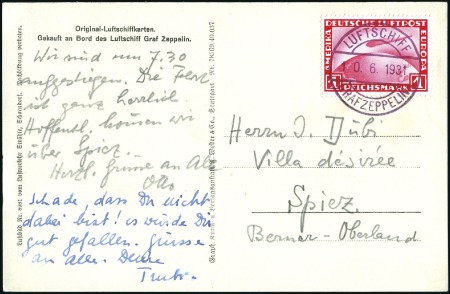 Stamp of Germany » German Empire 1931 (June 10) Zeppelin Vaduz-Lausanne Flight, ppc