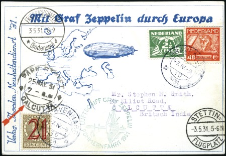Stamp of Netherlands 1931 (May 3) Zeppelin Pomerania Flight, only 109 i
