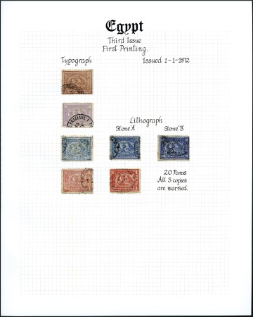 Stamp of Egypt » 1872-75 Penasson 1872 5pa to 2pi group, mostly used, incl. litho st