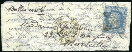 Stamp of France » Guerre de 1870-1871 LE GARIBALDI Ballon monté pour Marseille avec 20c 