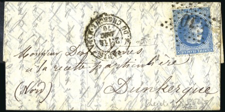 Stamp of France » Guerre de 1870-1871 LE PARMENTIER Ballon monté avec 20c Lauré pour Dun