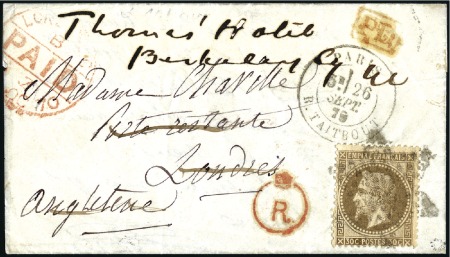 Stamp of France LES ETATS UNIS Ballon monté de Paris 26.09.70 pour