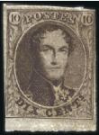 Stamp of Belgium » Belgique. 1861 Médaillons allongés - Émission 10c Brun, petit ensemble de quatre timbres neufs m
