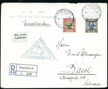 Stamp of Iceland 1931 (June) Zeppelin Iceland Flight, uncommon regi