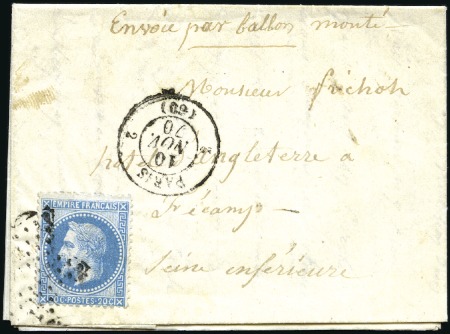 Stamp of France » Guerre de 1870-1871 LE DAGUERRE Rare cachet de route "2 Paris 2" sur B