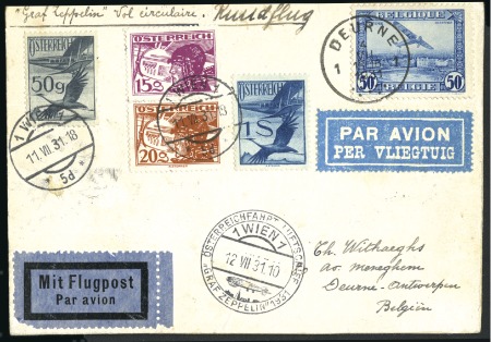 Stamp of Belgium 1931 (July) Zeppelin Austria Flight, Belgium-Austr