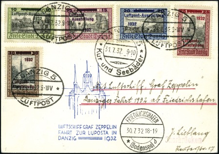 Stamp of Germany » Danzig 1932 (July) Zeppelin Danzig "Luposta" Flight, cplt