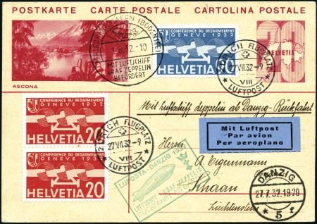 Stamp of Switzerland / Schweiz 1932 (July 31) Zeppelin "Luposta" Flight to & from