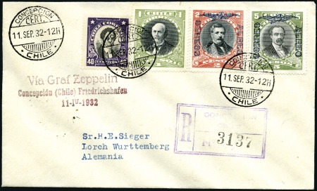 Stamp of Chile 1932 (Sept.) Zeppelin 6th South America Flight, tw