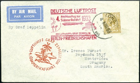 Stamp of Great Britain 1933 (August) Zeppelin 4th South America Flight, c