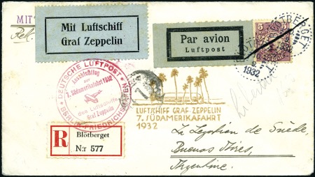 Stamp of Sweden 1932 (Sept.) Zeppelin 7th South America Flight reg