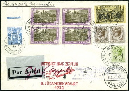Stamp of Colonies françaises » Monaco 1932 (Oct.) Zeppelin 8th South America Flight, att