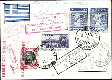 Stamp of Greece 1932 (Oct.) Zeppelin 8th South America Flight, ppc