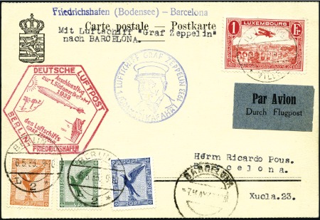 Stamp of Luxembourg 1933 (May) Zeppelin 1st South America Flight, pc w