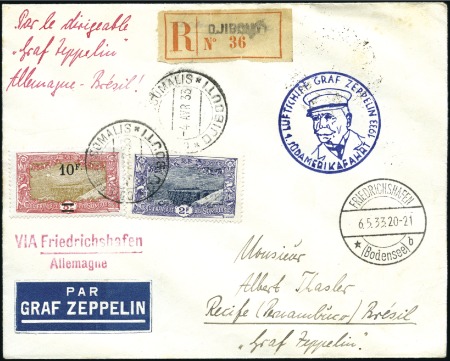 Stamp of Colonies françaises » Côtes des Somalis 1933 (May) Zeppelin 1st South America Flight, the