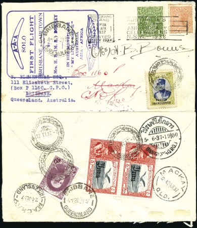 Stamp of Persia 1937 Misses Bonney 1st Solo Flight Brisbane-Capeto