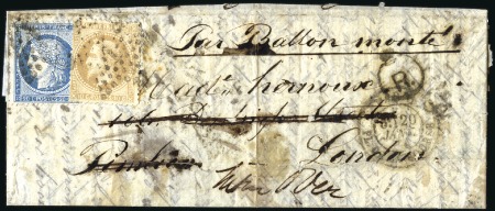 Stamp of France » Guerre de 1870-1871 LE GENERAL DAUMESNIL Ballon monté de Paris 20.01.7