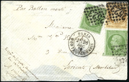 Stamp of France LE TOURVILLE Ballon monté de Paris 26.12.70 pour L