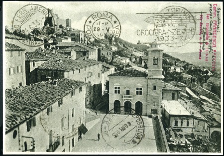 Stamp of Italy » San Marino 1933 (May 29) Zeppelin Rome Flight, ppc with frank