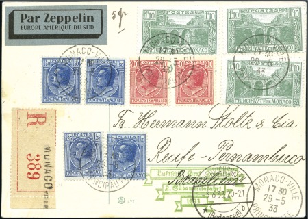 Stamp of Colonies françaises » Monaco 1933 (June) Zeppelin 2nd South America Flight, reg