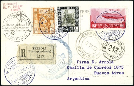 Stamp of Italy » Italian Colonies and Possessions » Libya 1933 (May) Zeppelin Rome Flight, reg'd ppc with mi
