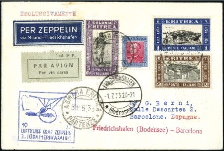Stamp of Italy » Italian Colonies and Possessions » Eritrea 1933 (June) Zeppelin 3rd South America Flight reg'