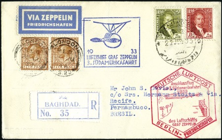 Stamp of Iraq 1933 (June) Zeppelin 3rd South America Flight, reg
