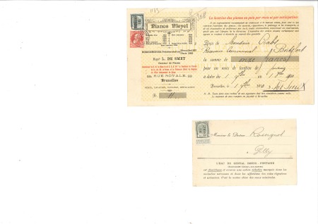 Stamp of Belgium » General issues from 1894 onwards 1907 Armoiries, deux cartes portant chacune un 1c préo dont une avec aussi le 10c Grosse Barbe