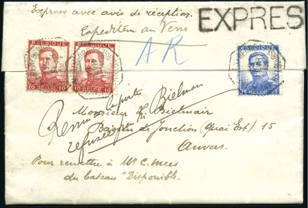 Stamp of Belgium » General issues from 1894 onwards 1912 Pellens, Albert 1er, 10c et 25c, oblitération