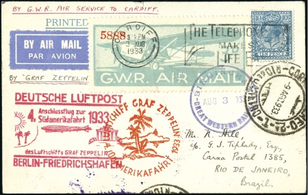 Stamp of Great Britain 1933 (August) Zeppelin 4th South America Flight, c