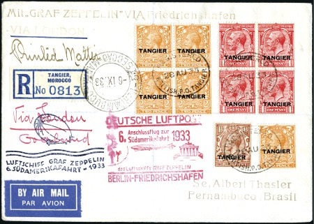 Stamp of Morocco » Tangier British Post 1933 (Sept.) Zeppelin 6th South America Flight, re
