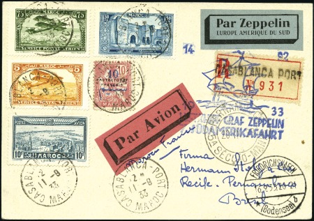 Stamp of Colonies françaises » Maroc 1933 (Sept.) Zeppelin 7th South America Flight, re