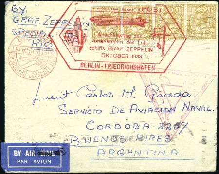 Stamp of Great Britain 1933 (Oct.) Zeppelin Chicago Flight, cover from Lo