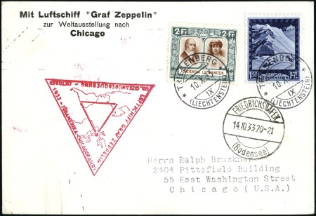 Stamp of Liechtenstein 1933 (Oct.) Zeppelin Chicago Flight pc (special im