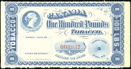 Stamp of Canada 1883-1897 Selection of large size fiscals, all are