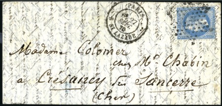 Stamp of France LES ETATS UNIS Ballon monté de Paris 27.09.70 pour