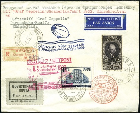 Stamp of Russia 1933 (Sept.) Zeppelin 6th South America Flight reg