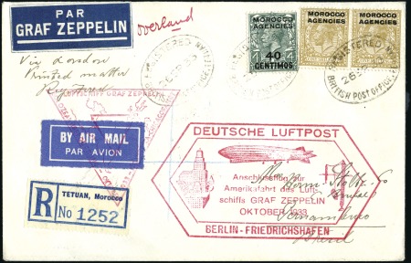 Stamp of Morocco Agencies (British Post Offices) 1933 (Oct.) Zeppelin "Century of Progress" (Chicag