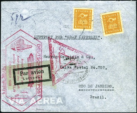 Stamp of Sweden 1933 (Oct.) Zeppelin "Century of Progress" (Chicag