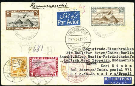 Stamp of Egypt 1934 (May-June) Zeppelin 1st South America Flight,