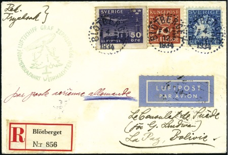 Stamp of Sweden 1934 (Dec.) Zeppelin Christmas Flight (and final o