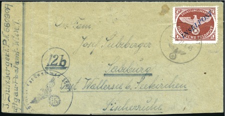 Stamp of Germany » German Empire 1944-45 Inselpost Rhodos rouletted with Zagreb ove