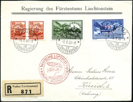 Stamp of Liechtenstein 1936 (May) Zeppelin "Hindenburg" 1st North America