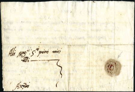 Stamp of Israel » Israel - Early Holy Land 1557 Early folded letter showing seal with star of