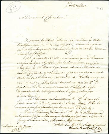 Stamp of Israel » Israel - Early Holy Land 1828 Letter in French (without cover) from the off