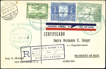 Stamp of Salvador 1936 (June) Zeppelin Hindenburg 3rd North America