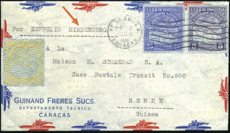 Stamp of Venezuela 1936 (August) Zeppelin Hindenburg 6th North Americ